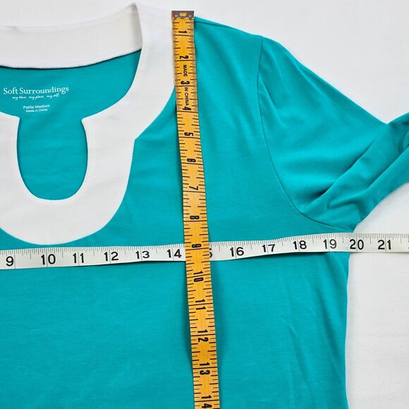 Soft Surroundings Women's Teal Tunic Top Size Petite Medium Excellent Condition - Picture 10 of 11